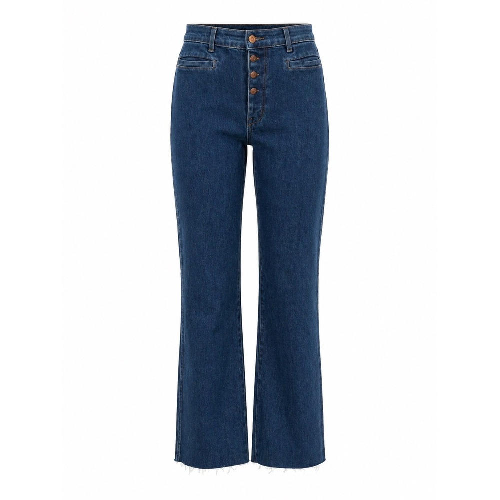 DOEN Saint‎ Nazaire Jeans Blue High Rise Button Fly Cropped Wide Leg USA Sz 27